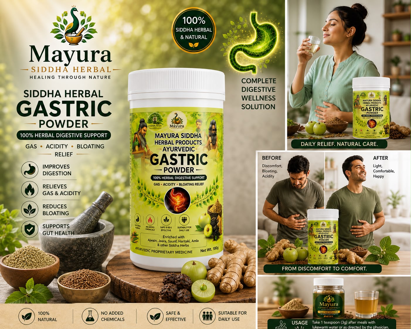 MAYURA SIDDHA GASTRIC POWDER 3 DAYS CHALLENGE