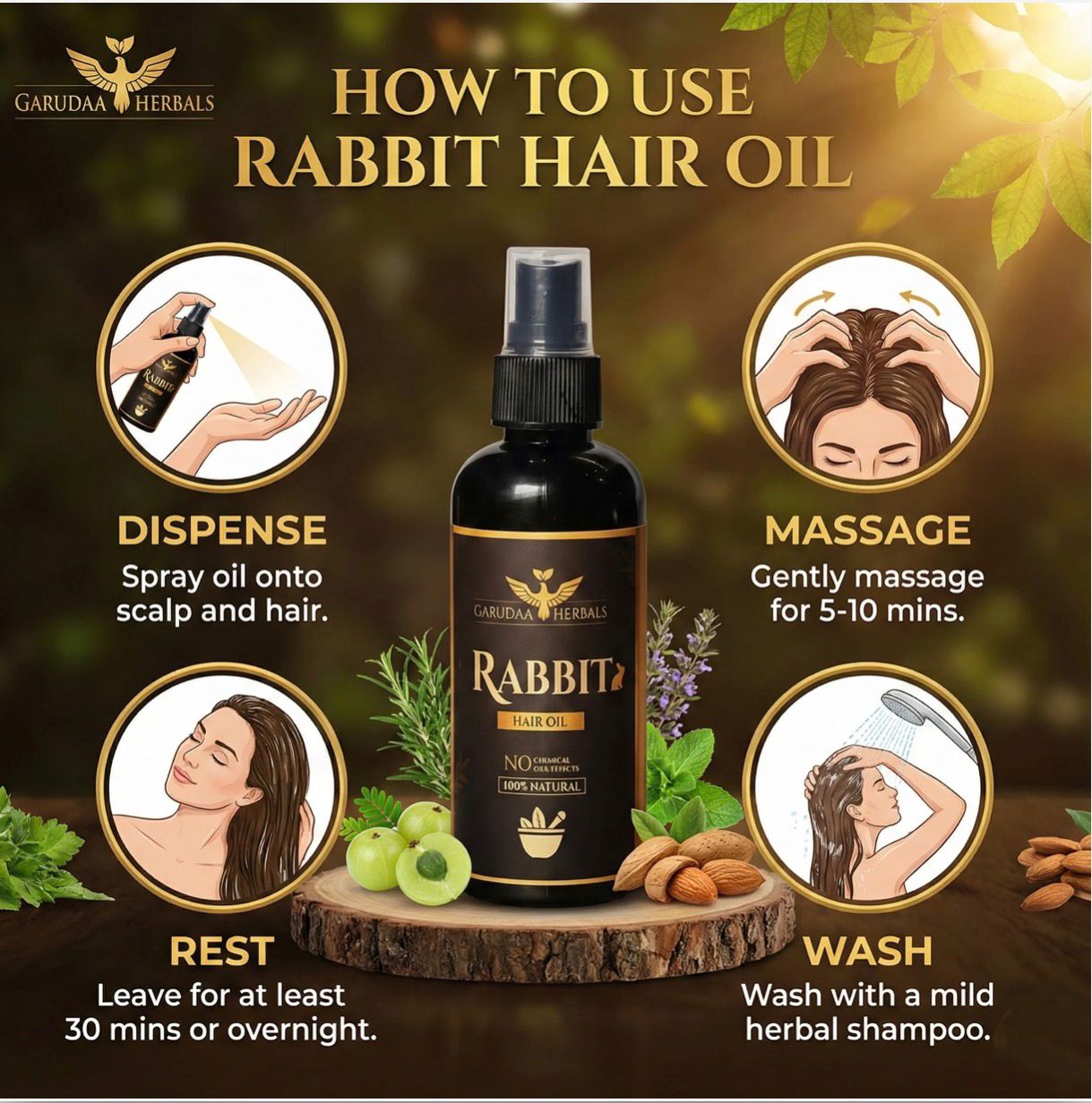 Rabbit Herbal Hair Oil - 100% Effective!